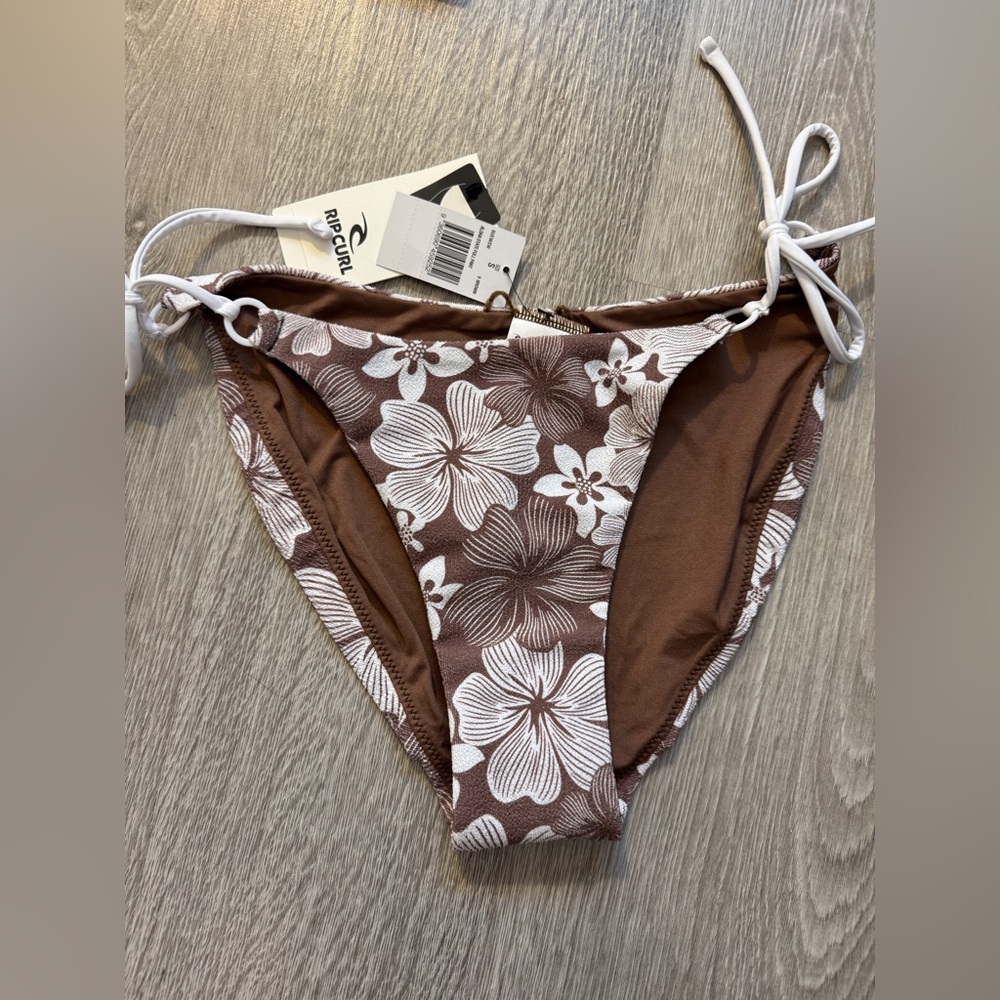 Rip Curl White and Brown Floral Bikini Bottom